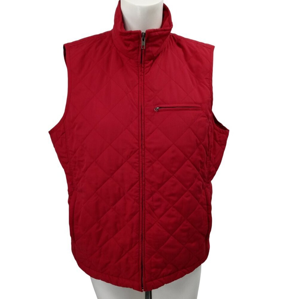Sundance Quilted Red Zip Mock Neck Vest Size L? Puffer Pockets Lightweight